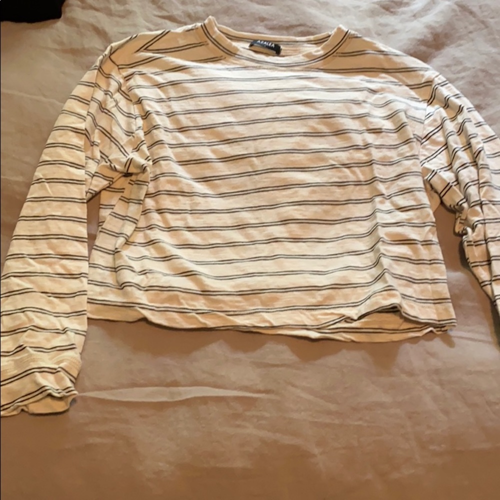 Cropped Long Sleeve Striped Tee